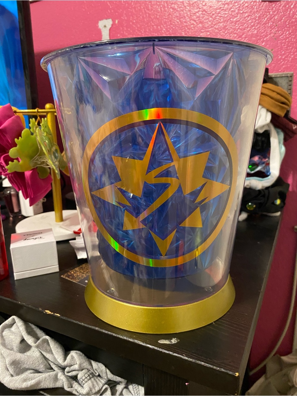 Marvel Blue Holographic Wastebasket with Gold Emblem